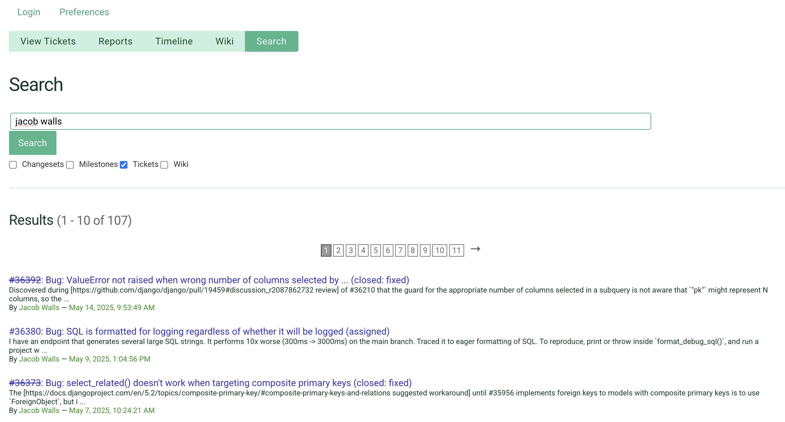 Django Trac Search For A User